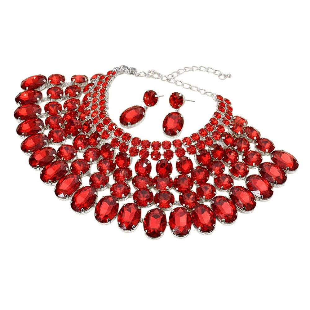 Statement Rhinestone Collar Necklace Set - Picture 3 of 4
